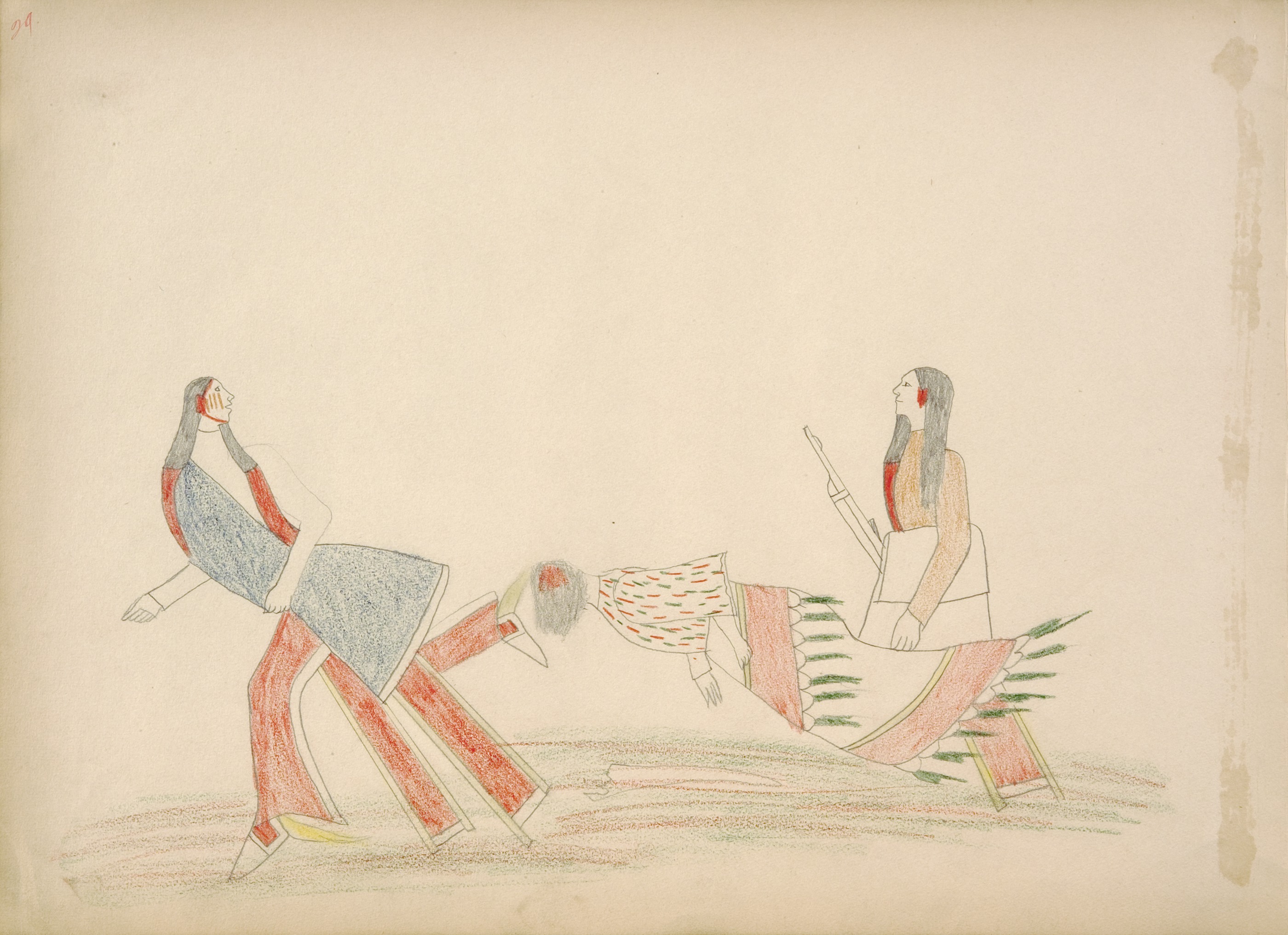 Chane-doodle (Kiowa) Overtaken After Eloping with the Wife of Tau-dome, Tau-dome Killed His Wife and Takes All of Chane-doodle's Clothing and Ponies