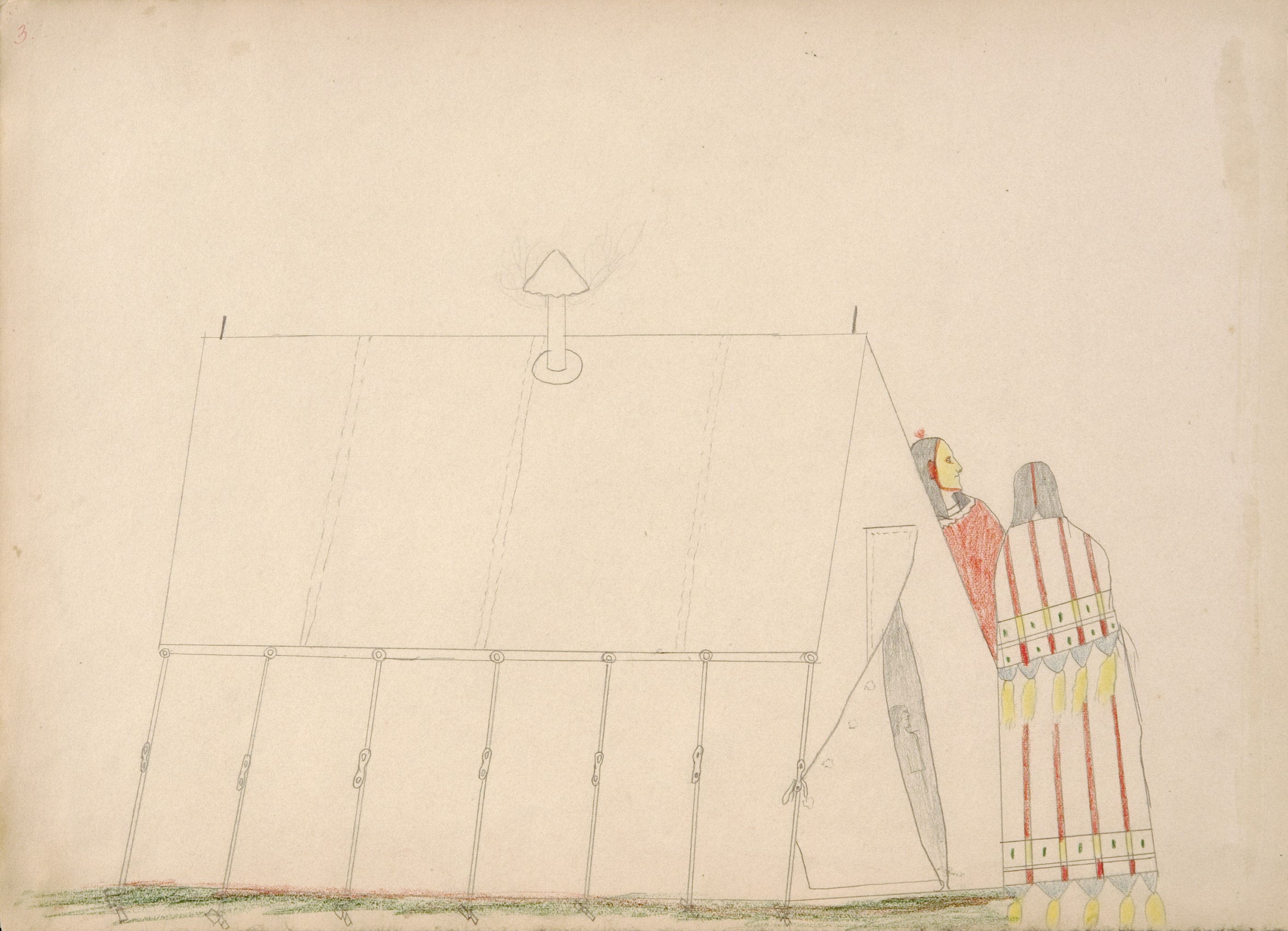 Clandestine Meeting Between Ke-ah-bone (Kiowa) and the Wife of Pan quodle (Kiowa) at Pan quodle's Tent who he Drug Inside Unconscious