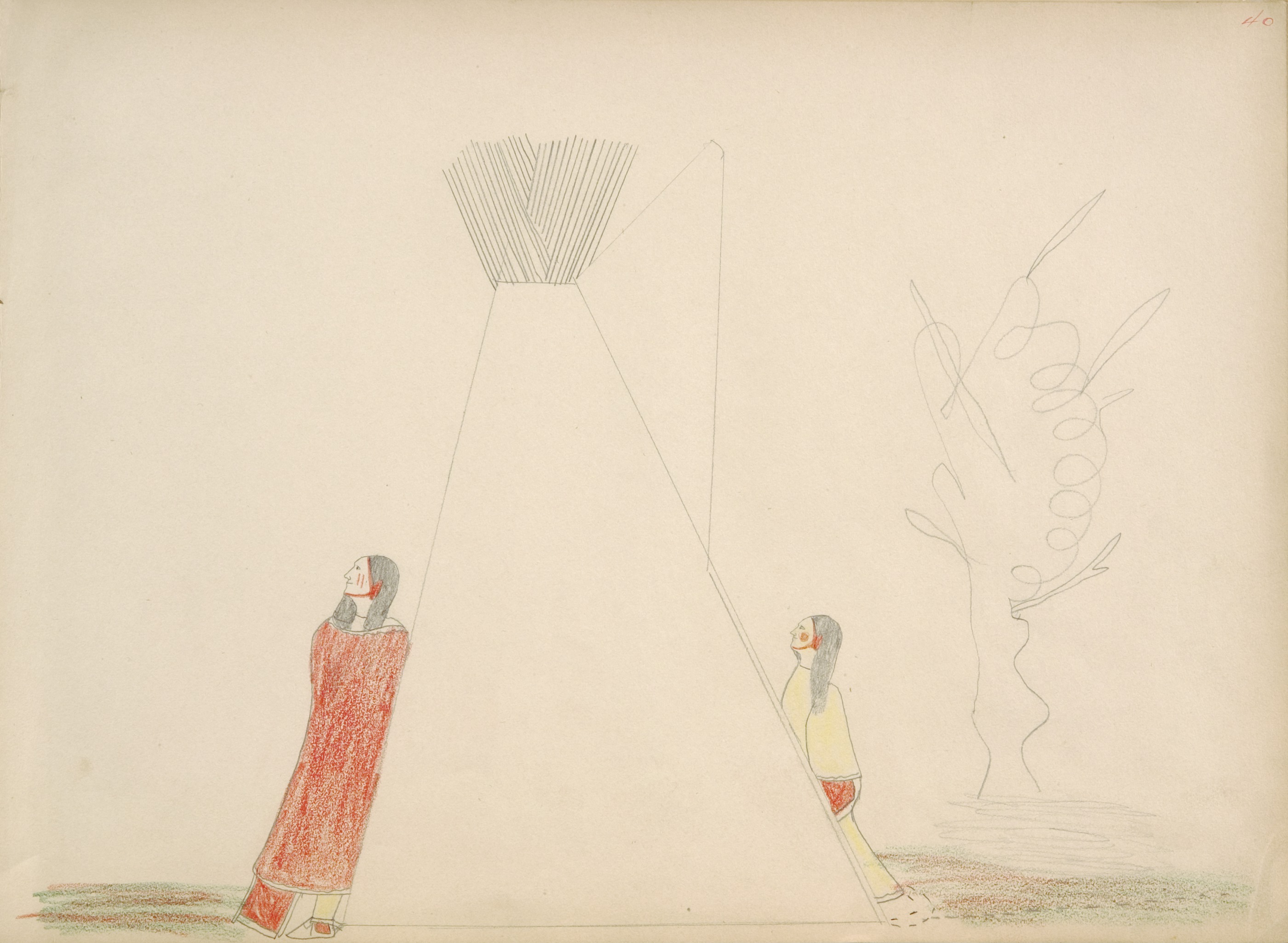 Pe-ah (Kiowa) Stealing Da-him's Wife from His Lodge 