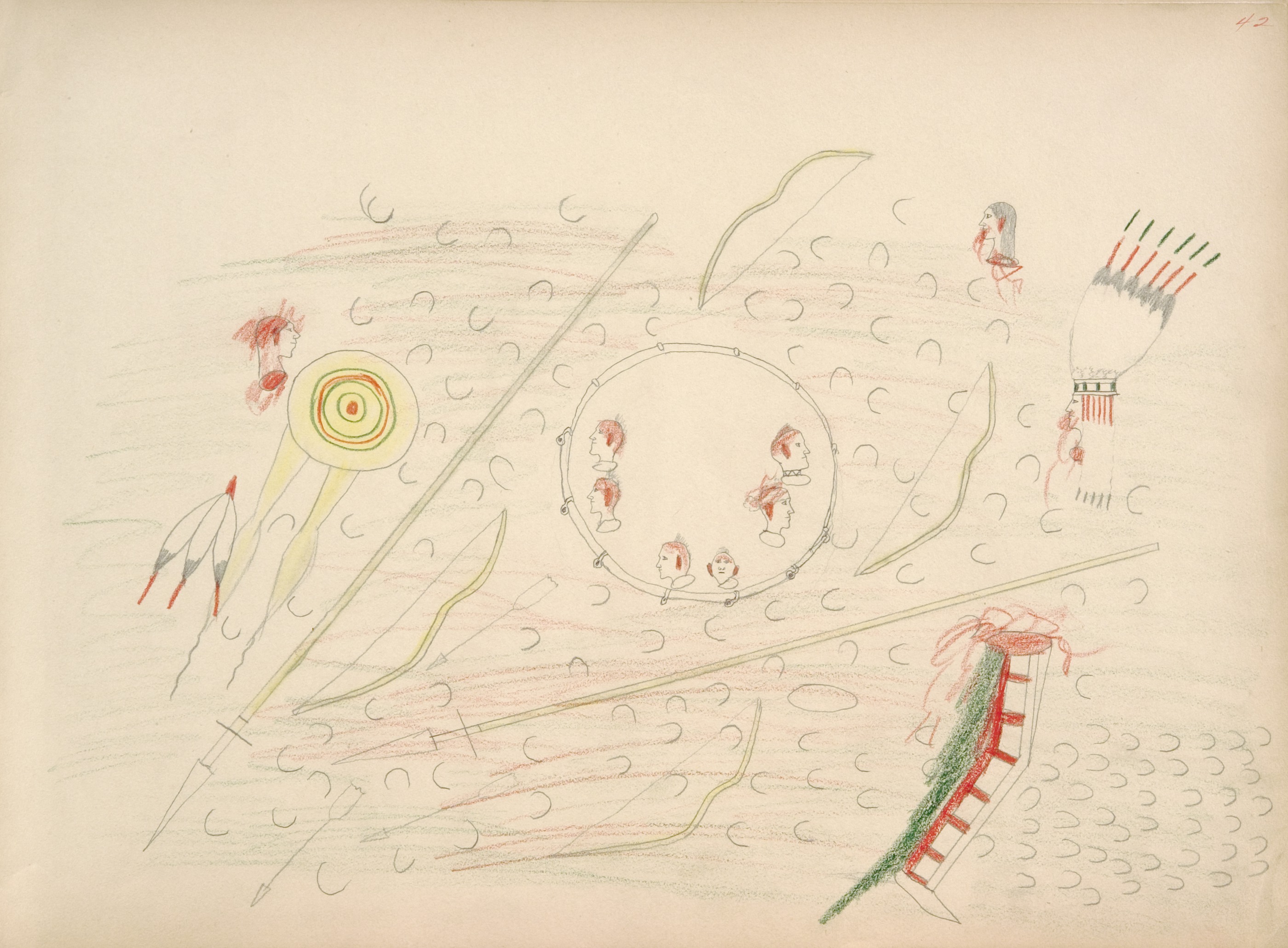 Pawnees and Kiowas Fight in Circle made of Brush after Repulsing U.S. Calvary