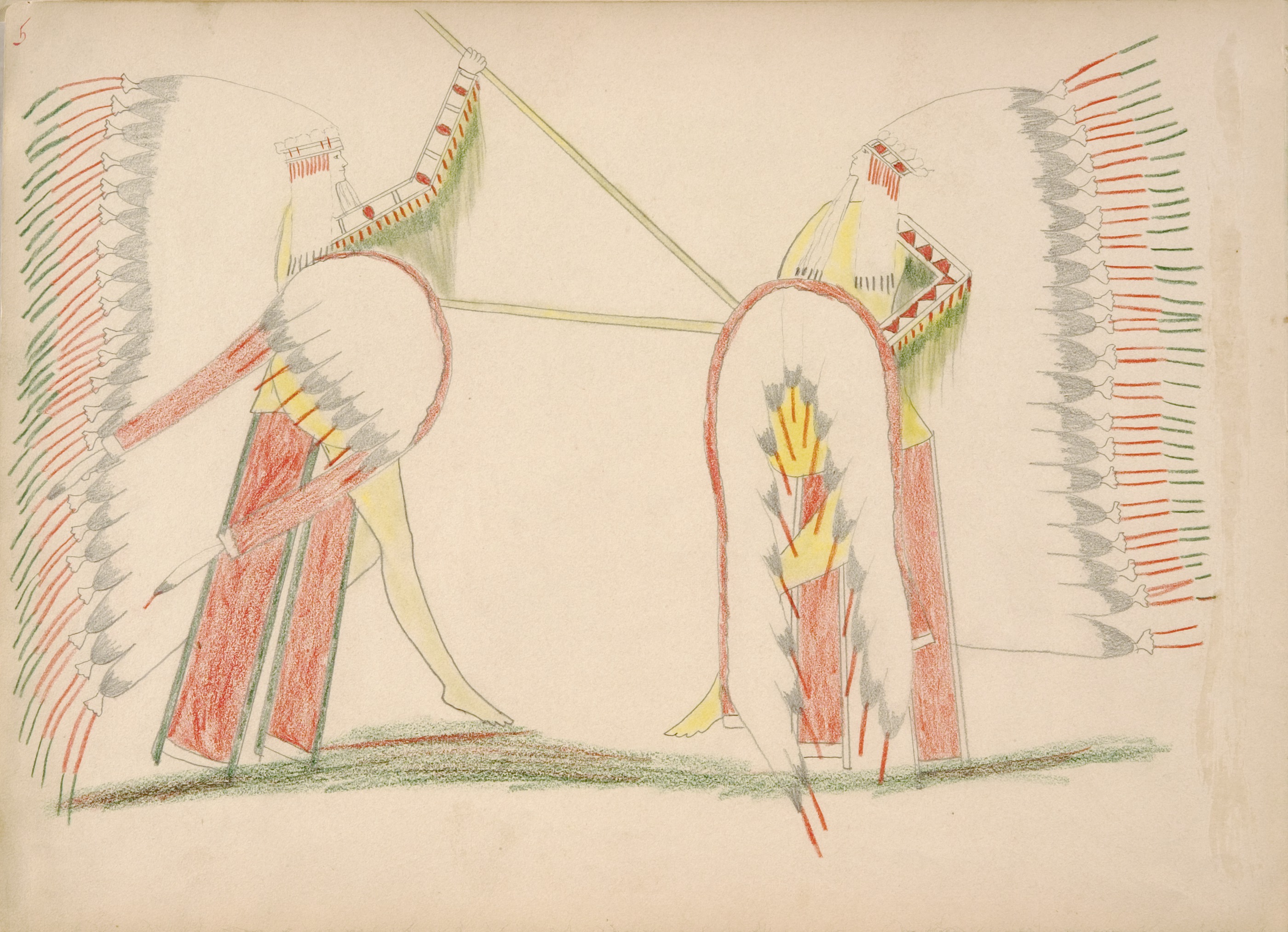 Broken Wrist (Kiowa) and Cheyenne Fighting: Broken Wrist on Right