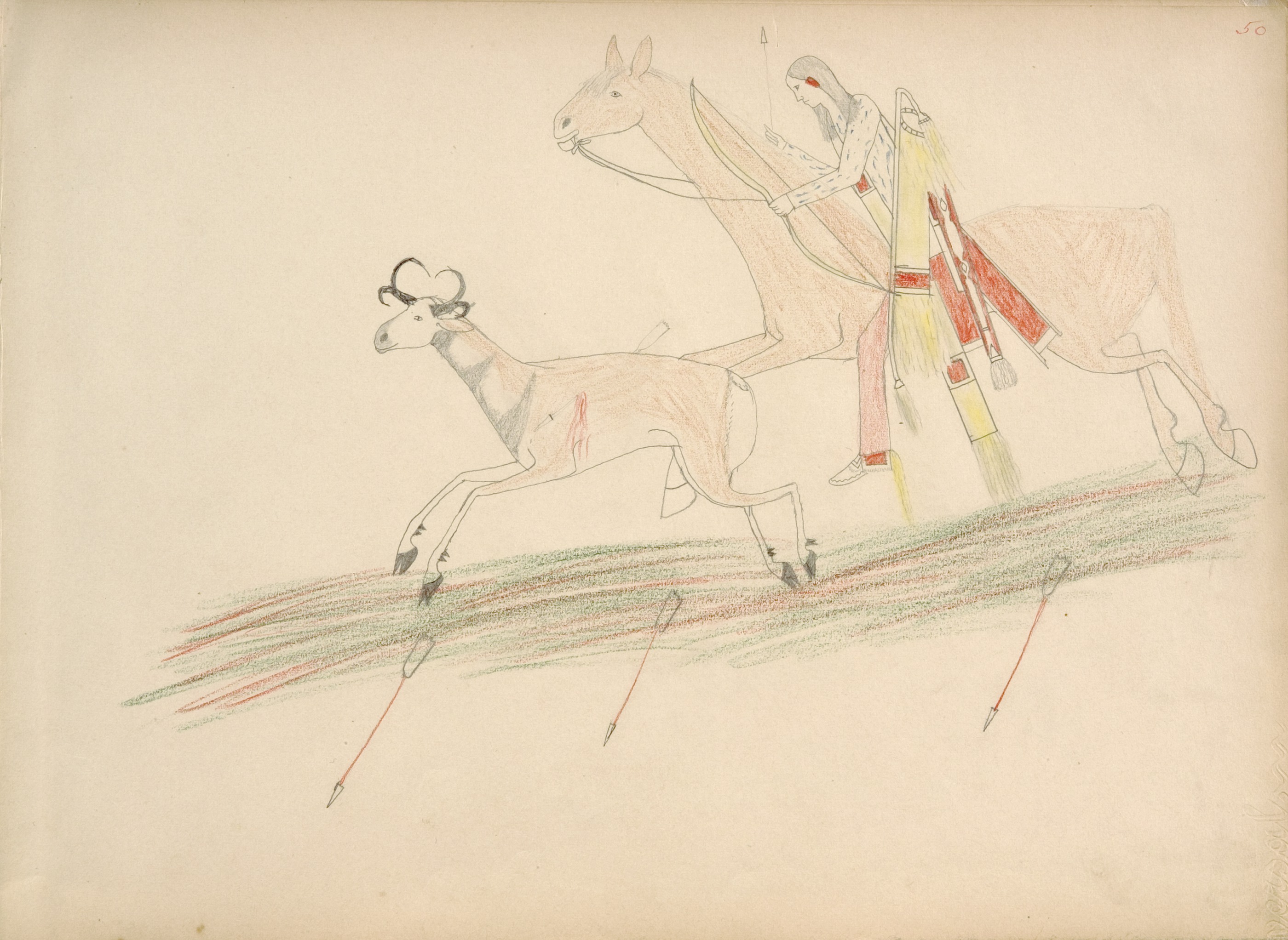  Kaw-him (Kiowa) Wounds Deer and Pursues Until He Overtakes it when He Kills It 