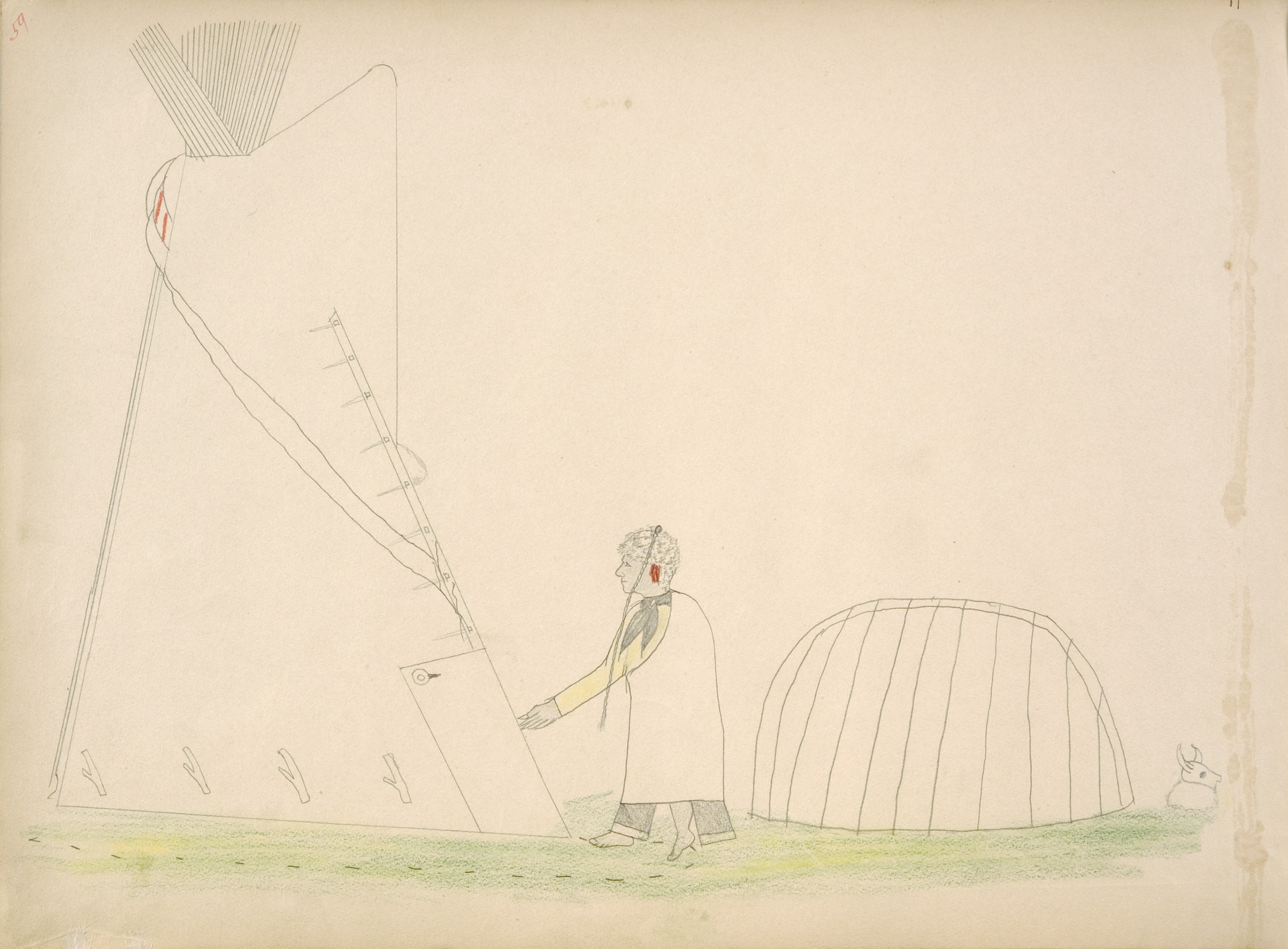 Lu-hah (Kiowa) Going into Medicine Lodge to Make 